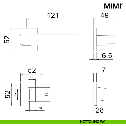 Maniglia per porta Mimi Ghidini con rosetta quadrata wc