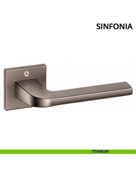 Maniglia per porta Sinfonia Ghidini con rosetta quadrata titanium