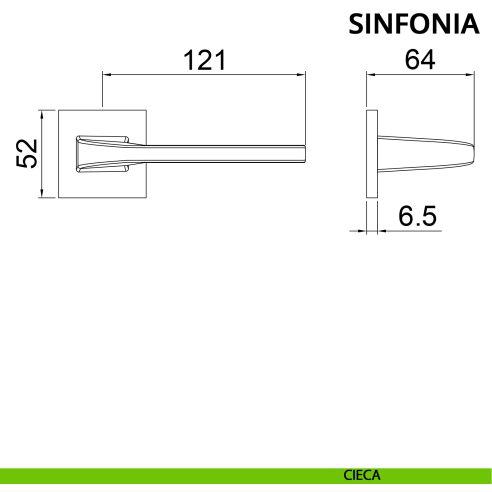 Maniglia per porta Sinfonia Ghidini con rosetta quadrata cieca