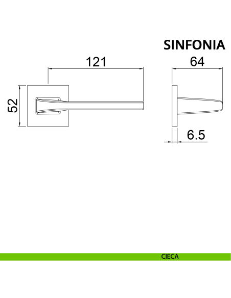 Maniglia per porta Sinfonia Ghidini con rosetta quadrata cieca