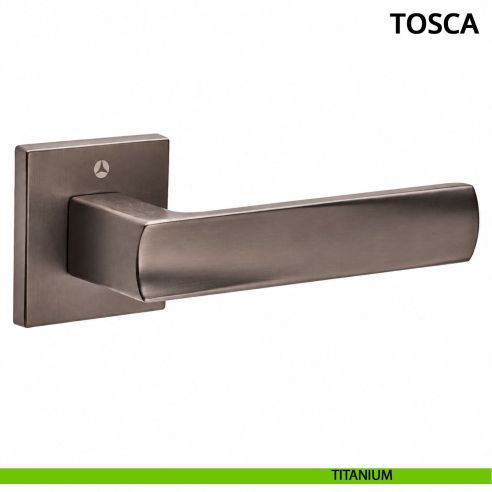 Maniglia per porta Tosca Ghidini con rosetta quadrata titanium