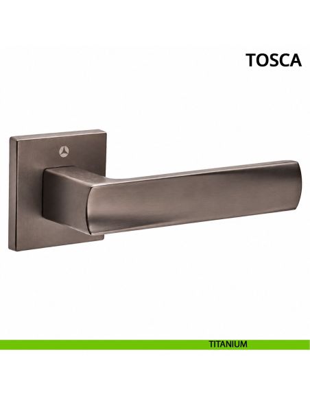 Maniglia per porta Tosca Ghidini con rosetta quadrata titanium
