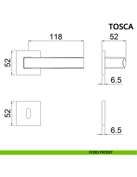 Maniglia per porta Tosca Ghidini con rosetta quadrata patent