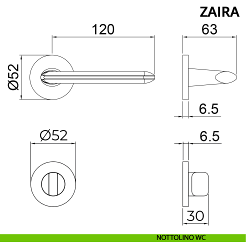 Maniglia per porta Zaira Ghidini con rosetta tonda wc