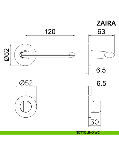 Maniglia per porta Zaira Ghidini con rosetta tonda wc