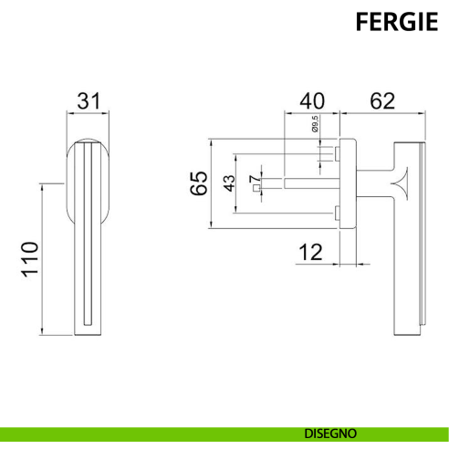 Maniglia per finestra DK Fergie Ghidini disegno