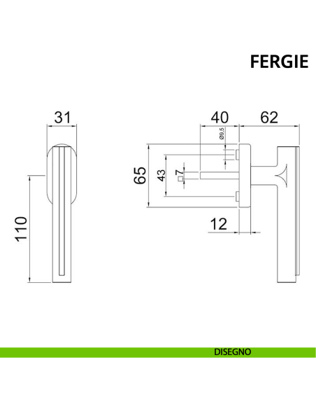 Maniglia per finestra DK Fergie Ghidini disegno