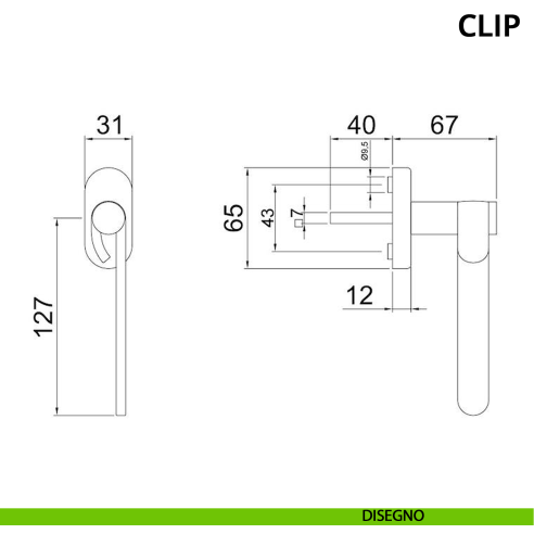 Maniglia per finestra DK Clip Ghidini disegno