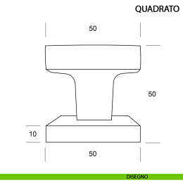 Pomolo Quadrato fisso per porta nero opaco 2