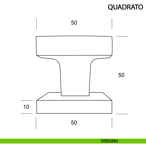 Pomolo Quadrato fisso per porta nero opaco disegno