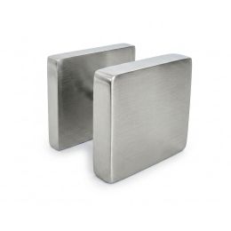 Pomolo Quadrato fisso per porta cromo satinato