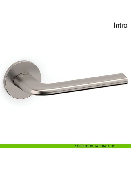 Maniglia per porta Intro Olivari con rosetta tonda bassa superinox satinato