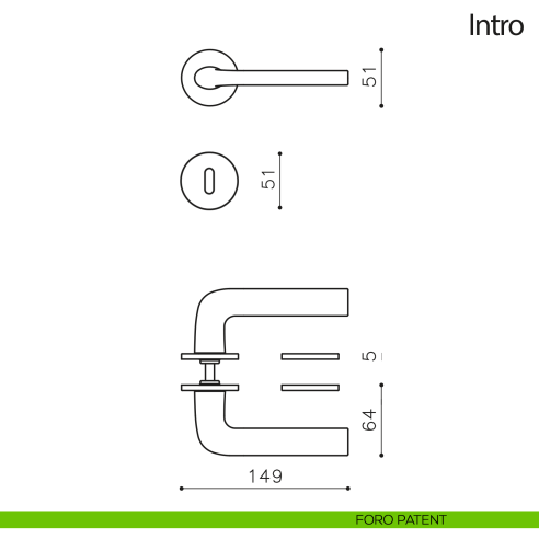 Maniglia per porta Intro Olivari con rosetta tonda bassa foro patent