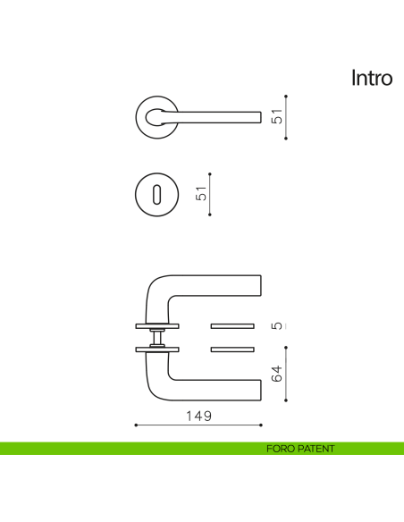Maniglia per porta Intro Olivari con rosetta tonda bassa foro patent