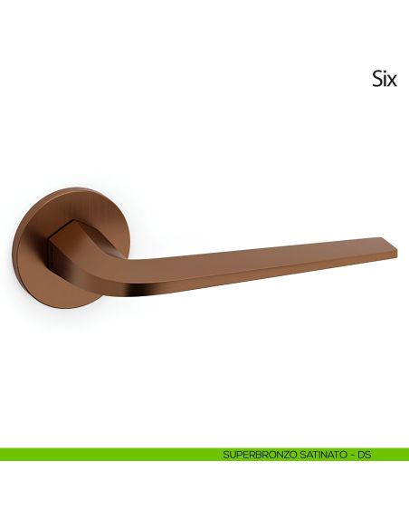 Maniglia per porta Six Olivari con rosetta tonda bassa bronzo satinato