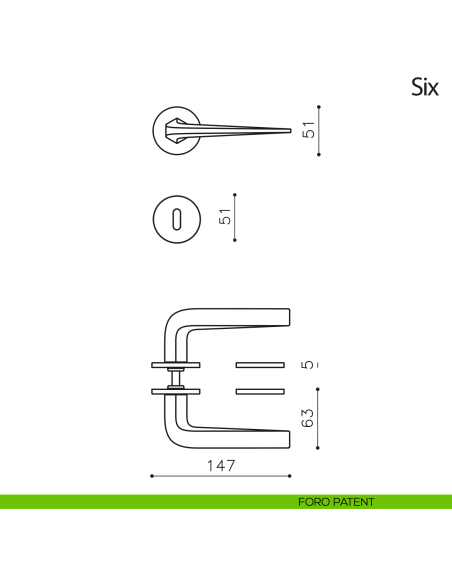 Maniglia per porta Six Olivari con rosetta tonda bassa foro patent