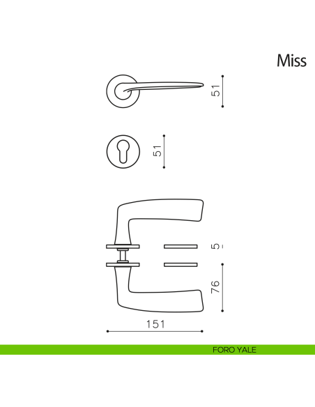 Maniglia per porta Miss Olivari con rosetta tonda bassa foro yale