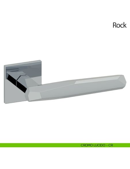 Maniglia per porta Rock Olivari con rosetta quadrata bassa cromo