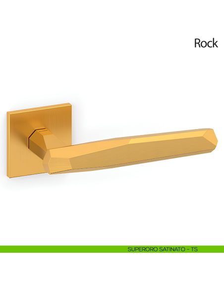 Maniglia per porta Rock Olivari con rosetta quadrata bassa oro satinato