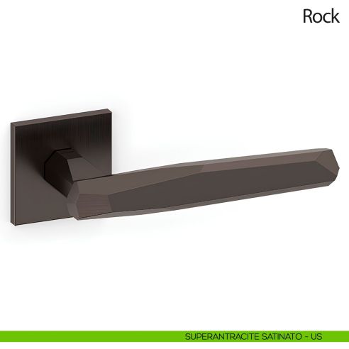 Maniglia per porta Rock Olivari con rosetta quadrata bassa antracite satinato