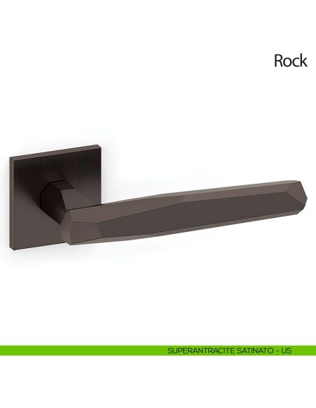 Maniglia per porta Rock Olivari con rosetta quadrata bassa antracite satinato