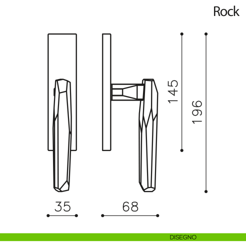 Maniglia per finestra cremonese Rock Olivari disegno