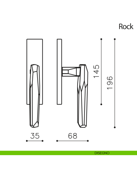 Maniglia per finestra cremonese Rock Olivari disegno