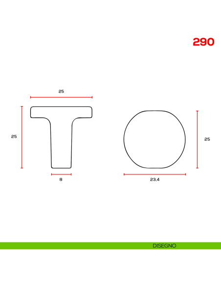 Pomello per mobile 290 Mital disegno