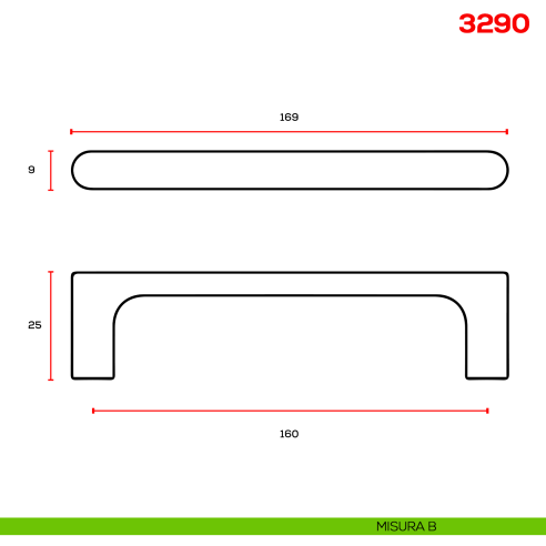 Maniglia per mobile 3290 Mital disegno b