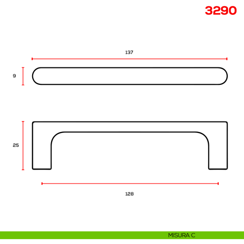 Maniglia per mobile 3290 Mital disegno c