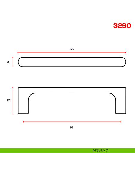 Maniglia per mobile 3290 Mital disegno d