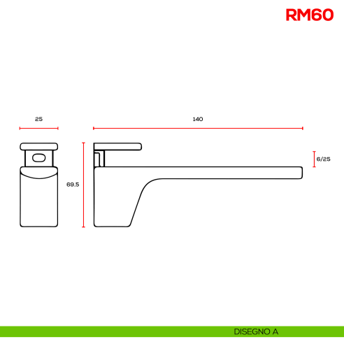 Reggimensola per vetro Mital RM60 disegno a