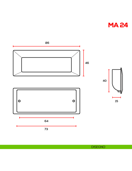 Maniglia incasso per mobile Mital MA24 disegno