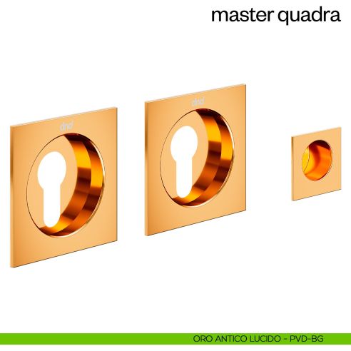 Maniglia incasso Master Quadra con foro yale dnd oro antico lucido