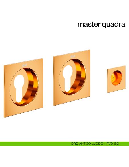 Maniglia incasso Master Quadra con foro yale dnd oro antico lucido
