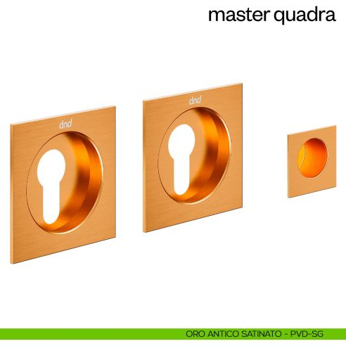 Maniglia incasso Master Quadra con foro yale dnd oro antico satinato