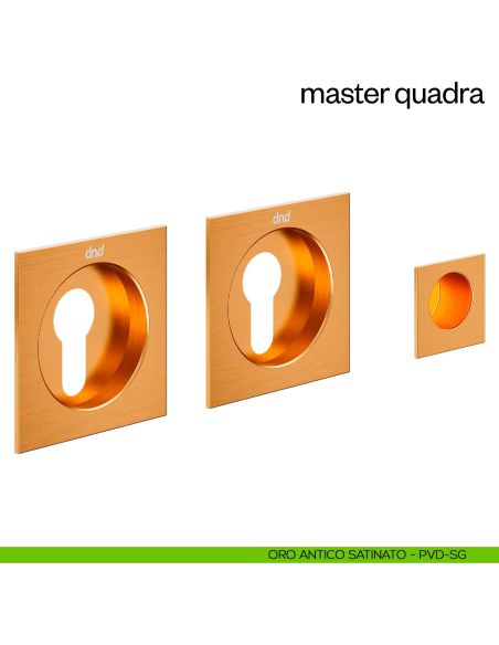 Maniglia incasso Master Quadra con foro yale dnd oro antico satinato
