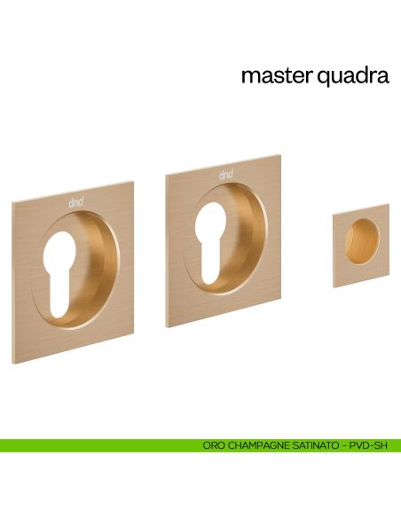 Maniglia incasso Master Quadra con foro yale dnd oro champagne satinato