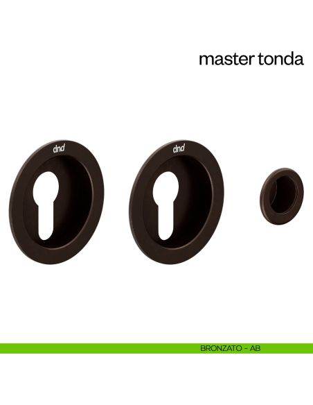 Maniglia incasso Master Tonda con foro yale dnd bronzato