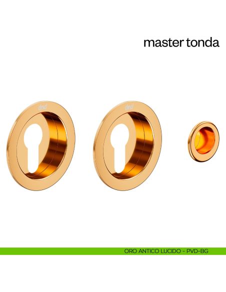 Maniglia incasso Master Tonda con foro yale dnd oro antico lucido