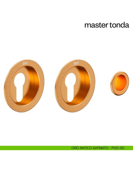 Maniglia incasso Master Tonda con foro yale dnd oro antico satinato