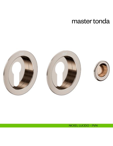 Maniglia incasso Master Tonda con foro yale dnd nickel lucido