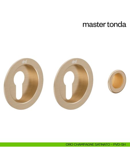 Maniglia incasso Master Tonda con foro yale dnd oro champagne satinato