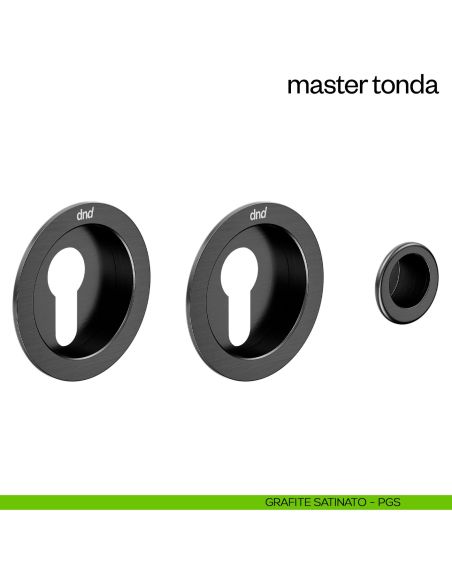 Maniglia incasso Master Tonda con foro yale dnd grafite satinato