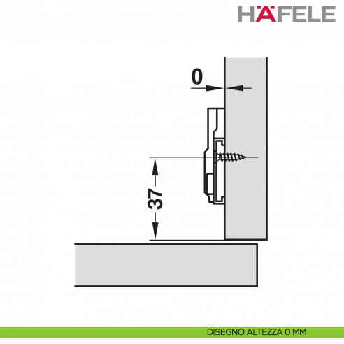 Base di montaggio a croce Hafele Metalla 310 SM regolabile tramite eccentrico da avvitare nichelata - disegno altezza 0 mm