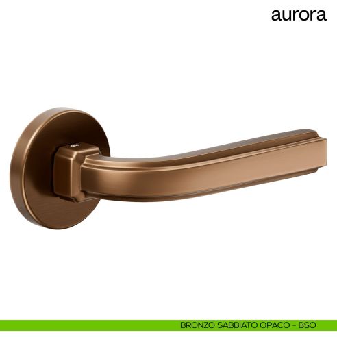 Maniglia per porta Aurora Dnd Handles con rosetta tonda brozo
