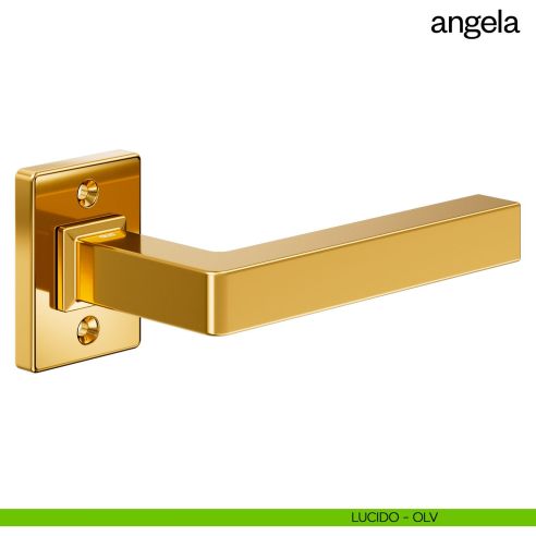 Maniglia per porta Angela Dnd Handles con rosetta quadrata lucido