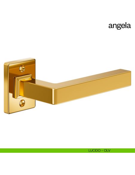 Maniglia per porta Angela Dnd Handles con rosetta quadrata lucido