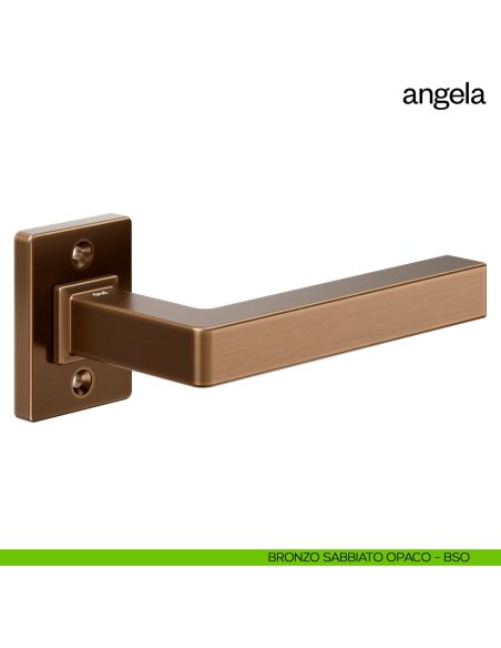 Maniglia per porta Angela Dnd Handles con rosetta quadrata bronzo