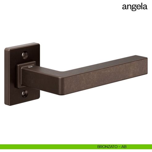 Maniglia per porta Angela Dnd Handles con rosetta quadrata bronzato